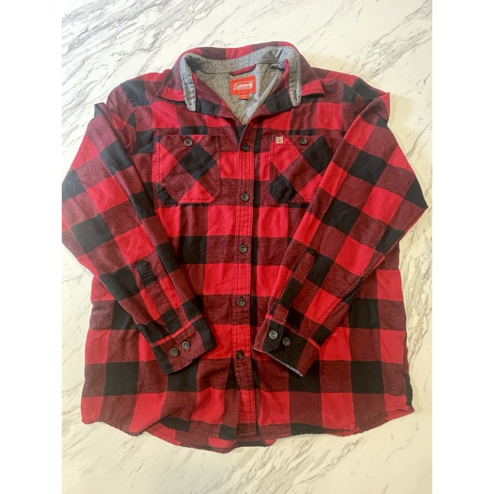 Coleman Flannel Plaid Long Sleeve Shirt 100% Cotton Men's XL Outdoor Lumberjack